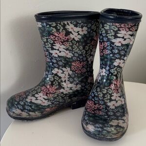 Carter's Navy Floral Kids Toddler Rain Boots with Pink Accents Flowers